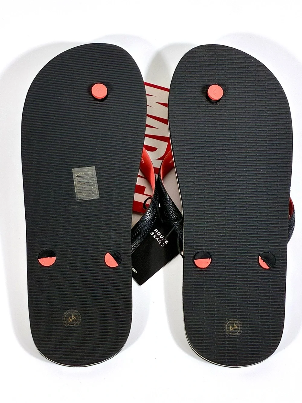 Marvel Comics Men Classic Logo Flip Flops Beach Slides Black White US 9 11 12